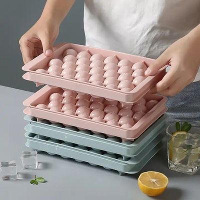 PP 33 洞窟 丸いボール アイスキューブ トレイ 球 プラスチック アイスボール メーカー 蓋付き 模具
