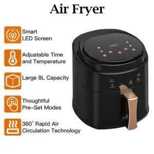 8L 1400W スマートタッチスクリーン オーダーメイド オイルフリー 電動ディープフライヤー ホットエアフライヤー 適