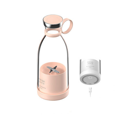 ポータブル 充電可能な USB ブレンダー ジューサー 350ml 4刃 旅行用ピンク ミニ電気