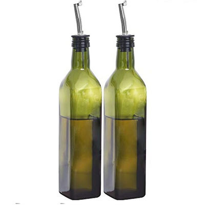 ガラスダークグリーンキッチンオイルボトル ステンレス鋼のスプートフニール 500ml 2pcs