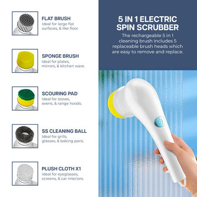 スポンジスタイル 5 in 1 クリーニングブラシ キッチンと浴室用電気スピンスクルーバー