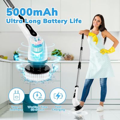 電動クリーニングブラシ 7 交換可能なブラシヘッド 調整可能なハンドル 無線スピンスクルーバー