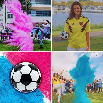 ベビー・ボーイ・ガール シャワーパーティー用品 青とピンクの粉でサッカーボール