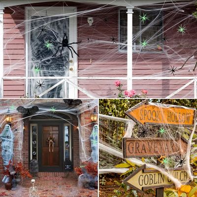 オーダーメイド ストレッチなハロウィーン スパイダーウェブ 幽霊家のための恐ろしいシーン道具