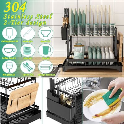 キッチン 食器乾燥用ラック 2層畳み式テーブル用品