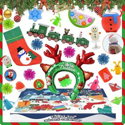 24個セット クリスマス アドベントカレンダー ブラインドボックス 漫画 フィジット スクイッシュ トイ 子供用 トイセット