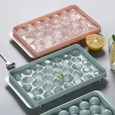 33 穴 円 丸い 玉 氷 キューブ トレイ 球 プラスチック 氷球 メーカー 蓋付き 模具