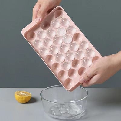 33 穴 円 丸い 玉 氷 キューブ トレイ 球 プラスチック 氷球 メーカー 蓋付き 模具