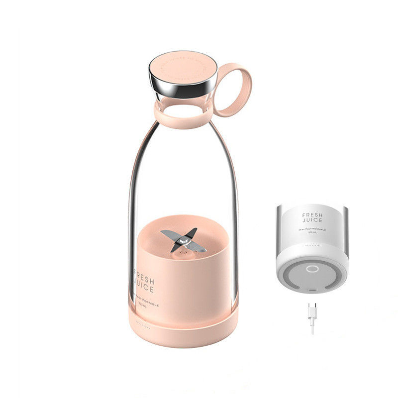 ポータブル 充電可能な USB ブレンダー ジューサー 350ml 4刃 旅行用ピンク ミニ電気