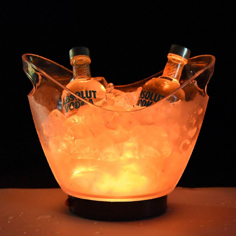 氷のバケツ トングタイプ ハンドルとLED照明付きの大きなプラスチックビール容器