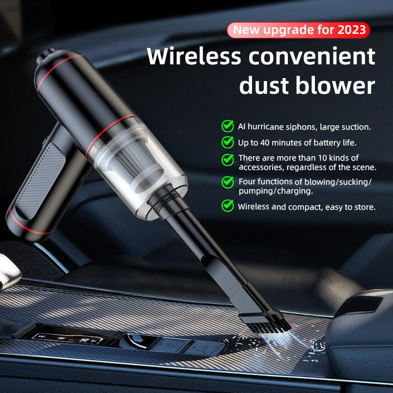 6000PA吸着LEDライトとUSB電源を搭載した強力な4in1自動車掃除機