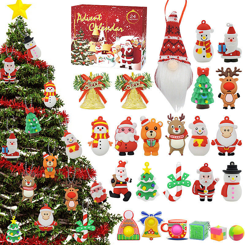 24個セット クリスマス アドベントカレンダー ブラインドボックス 漫画 フィジット スクイッシュ トイ 子供用 トイセット